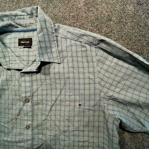 Marmot XL Mens Plaid Short Sleeve Button Up Shirt Casual Outdoor‎ Travel